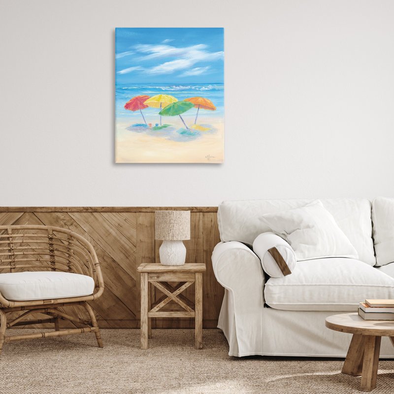 «Summer Seaside Umbrellas», art mural par Georgia Janisse, 40" H x 30" W