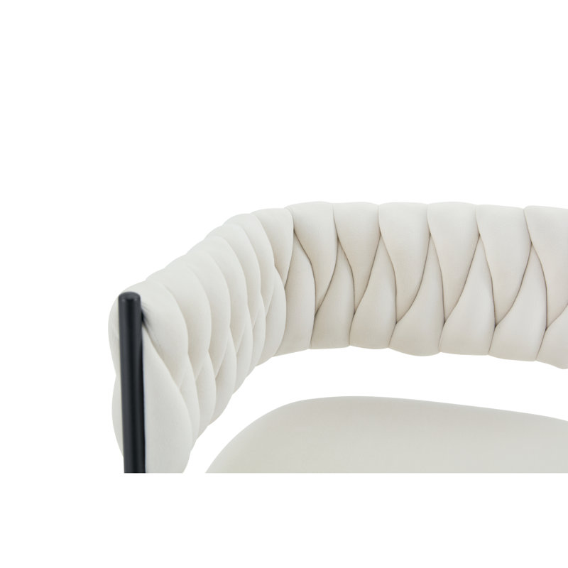 Ensemble de table de salle à manger moderne bicolore avec chaises en velours beige pour petits espaces