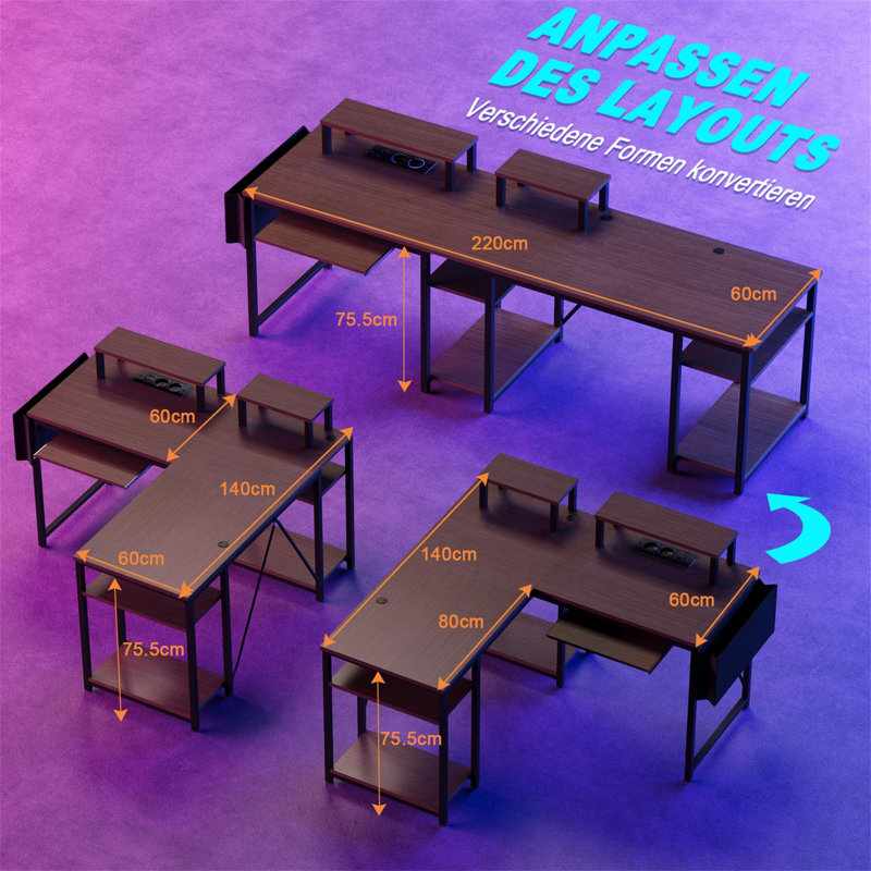 Janni  Computer Table, Brown