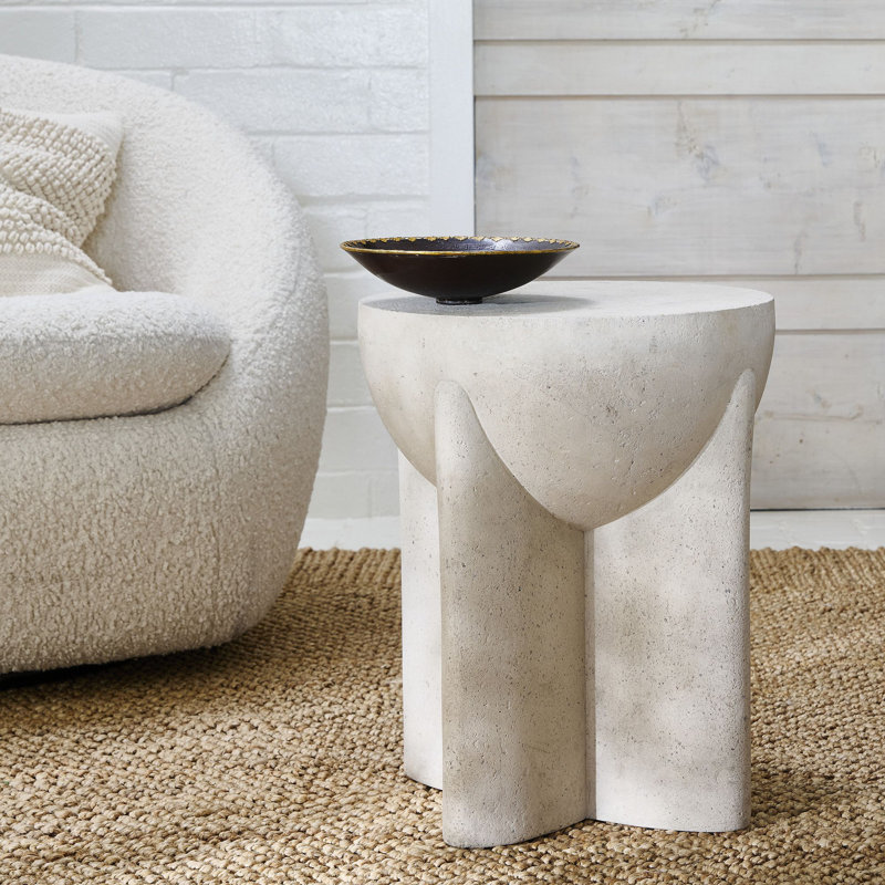 Table d'appoint Aleks, Blanc / beige