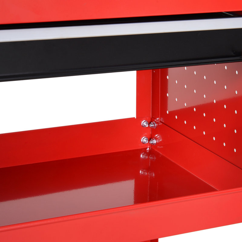 Rolling Tool Cart with Wheels Storage Trays for Garage Warehouse Red