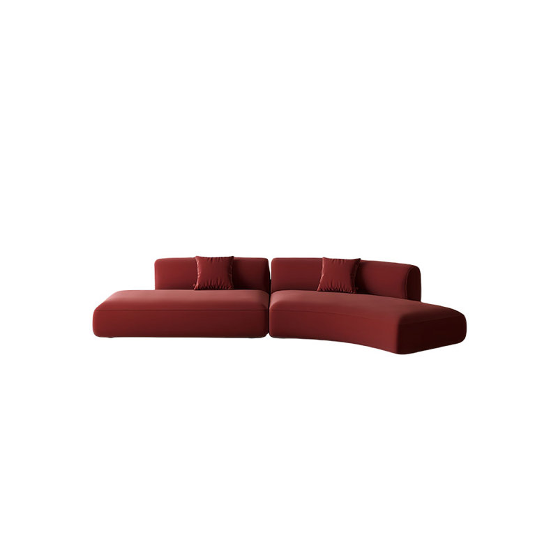 Canapé courbé semi-circulaire rouge vin, H 27,56 po x l 141,73 po x P 25,59 po, 5