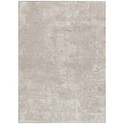 Ivory Abstract Washable Non Skid Indoor Outdoor Area Rug