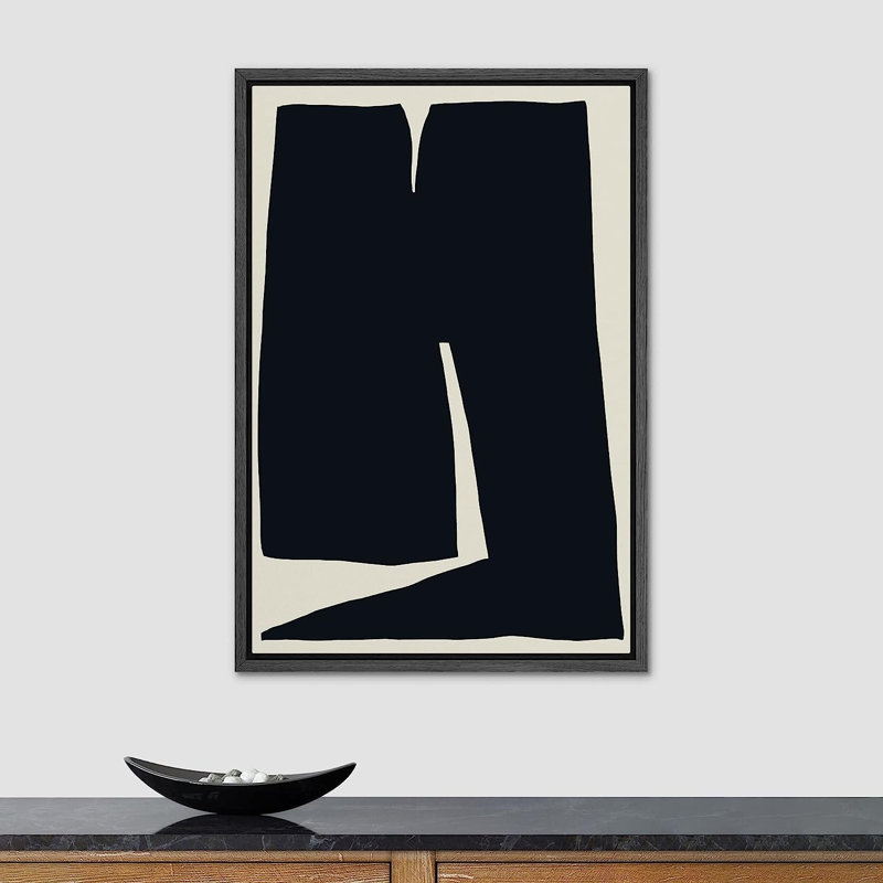 «Duotone Geometric Dark Figure Minimal Collage», reproduction sur toile flottante, H 24 po x l 16 po x P 1,5 po, Cadre noir