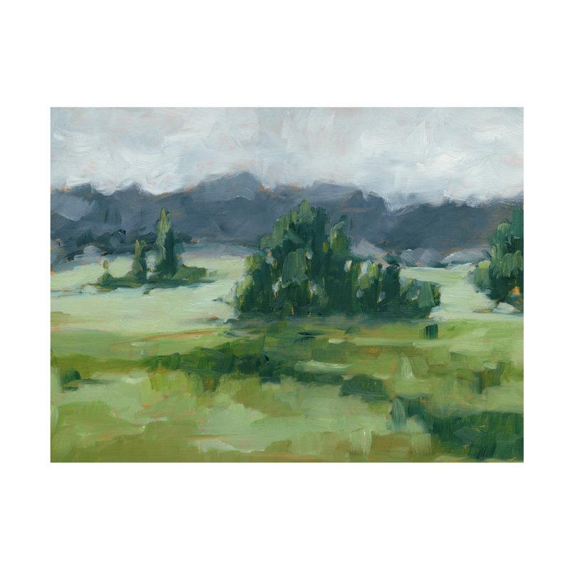 Large Green and Gray Abstract Landscape Canvas Art
