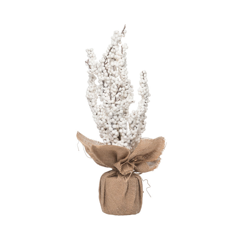 Foam Christmas Winter Berry Tree in Wrapped Bag, White, 16" H x 6" W x 6" D