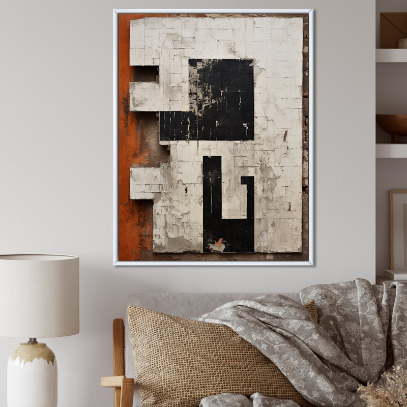 Impression sur toile géométrique moderne New ordre, H 40 po x l 30 po x P 1,5 po, Cadre flottant blanc