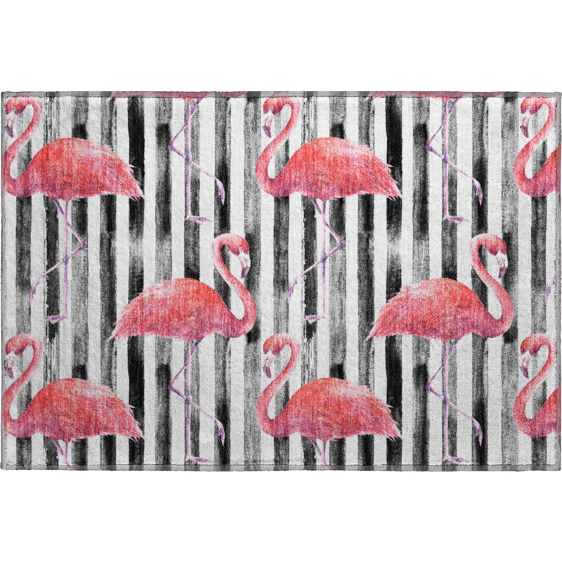 Tapis rose Cerrito AMF204 lavable à la machine de qualité supérieure, Rectangle 1 pi 8 po x 2 pi 6 po