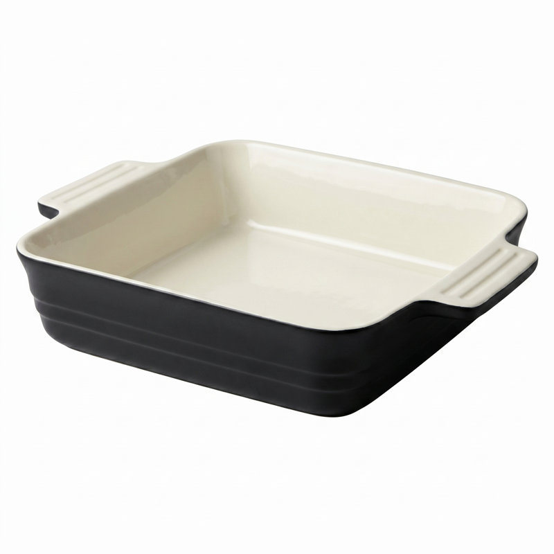 Plat rétro vintage noir mat carré, casserole en céramique de 12 x 9,4 pouces, moule à Lasagne profond de 3,25 L avec poignées, plat de cuisson en grès du four à la table
