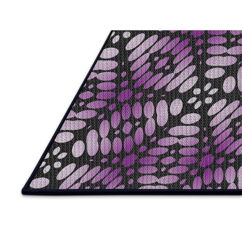 Tapis noir / violet Power Loom, Rectangle 7 pi x 10 pi