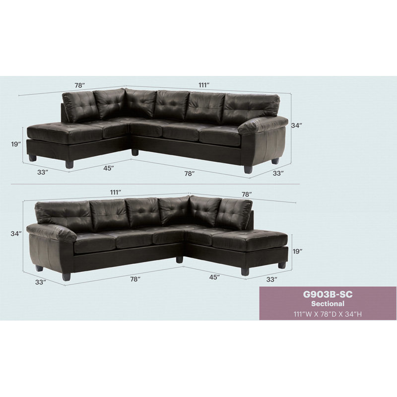 Canapé modulaire moderne avec méridienne, Noir