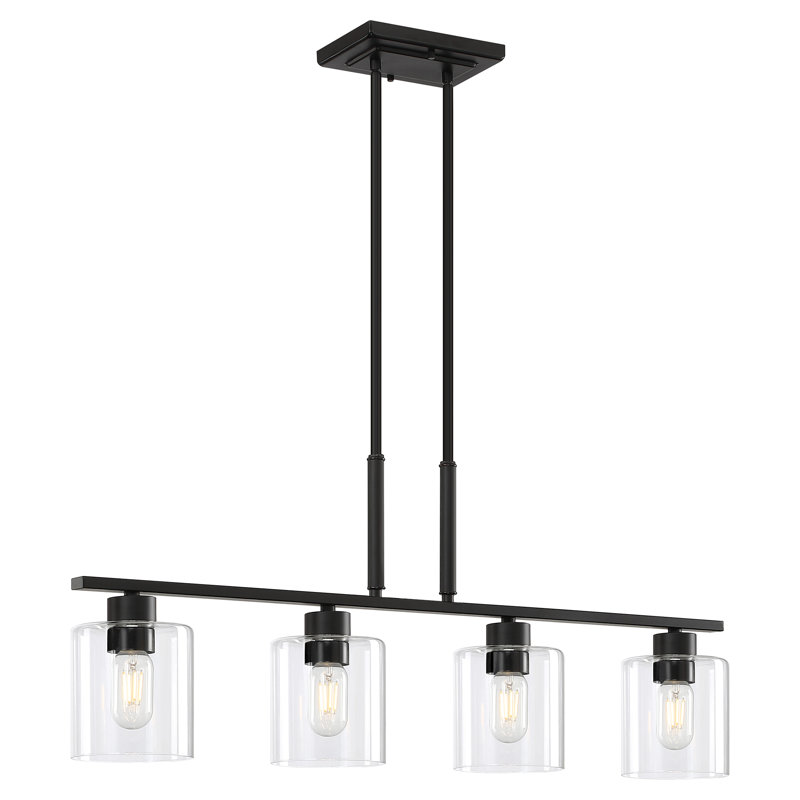 Luminaire suspendu linéaire à 4 lumières pour îlot de cuisine Travus, Noir