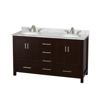 Sheffield 60" Freestanding Double Bathroom Vanity with Marble Top