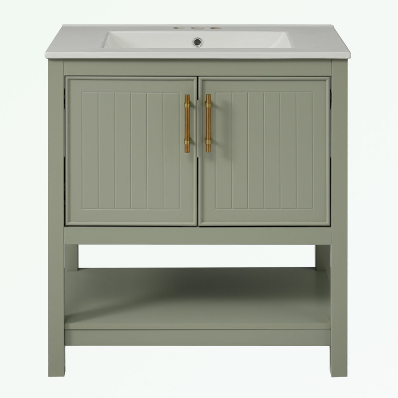 Hinami 29.9'' Single Bathroom Vanity with Top, Green