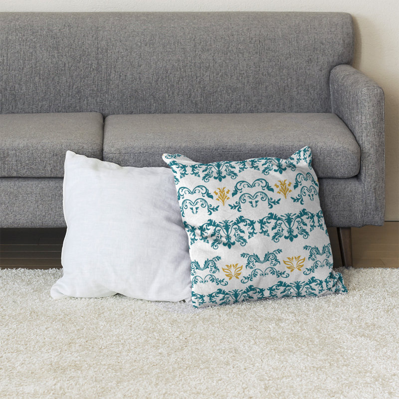 Housse et insert de coussin carré Jacksonville Football Baroque, 40 po x 40 po, Bleu sarcelle / blanc / or