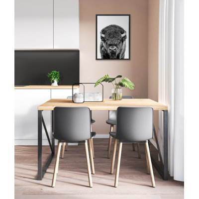 «Bison Portrait Black and White» par Amy Peterson, reproduction d'art sur toile encadrée