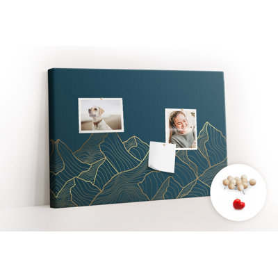 Wall Mounted cork board with print decorative wall message pin boards home office bulletin board ideas Mountains sketch
