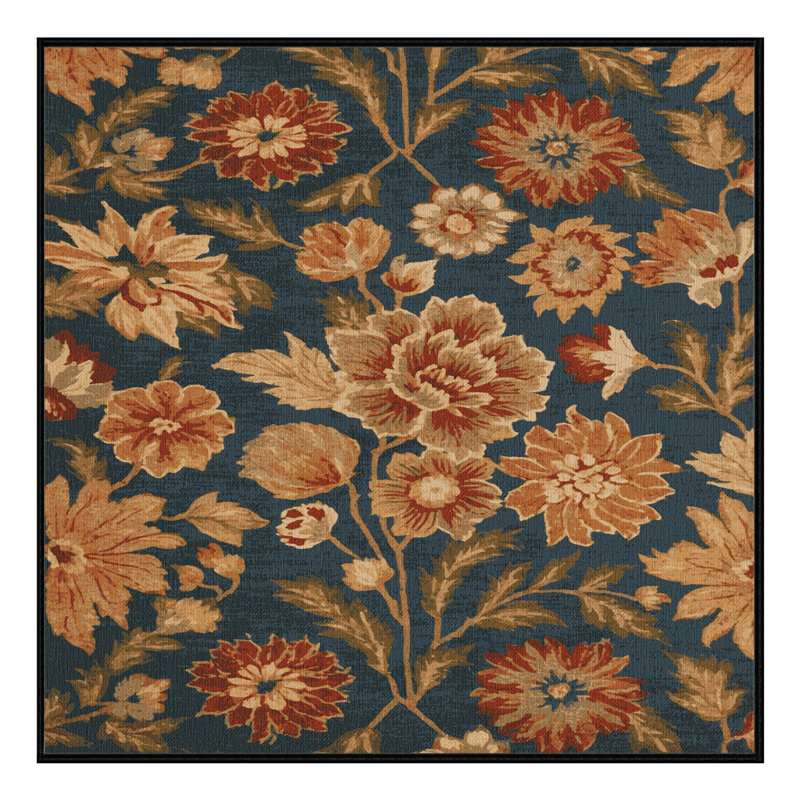 Tapis noir botanique lavable à la machine