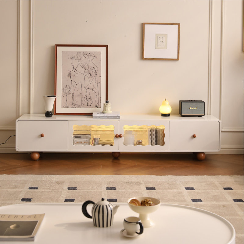 Meuble télé moderne en bois manufacturé beige, 78.74