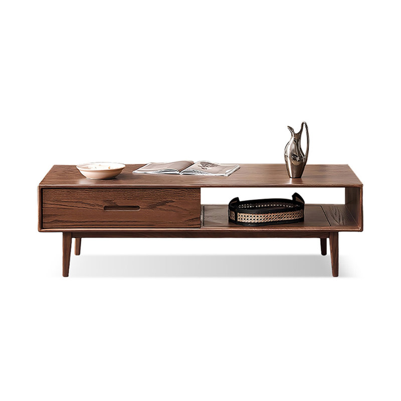 Walnut Solid Wood Rectangular Coffee Table, 16.93" H x 53.15" L x 23.62" W