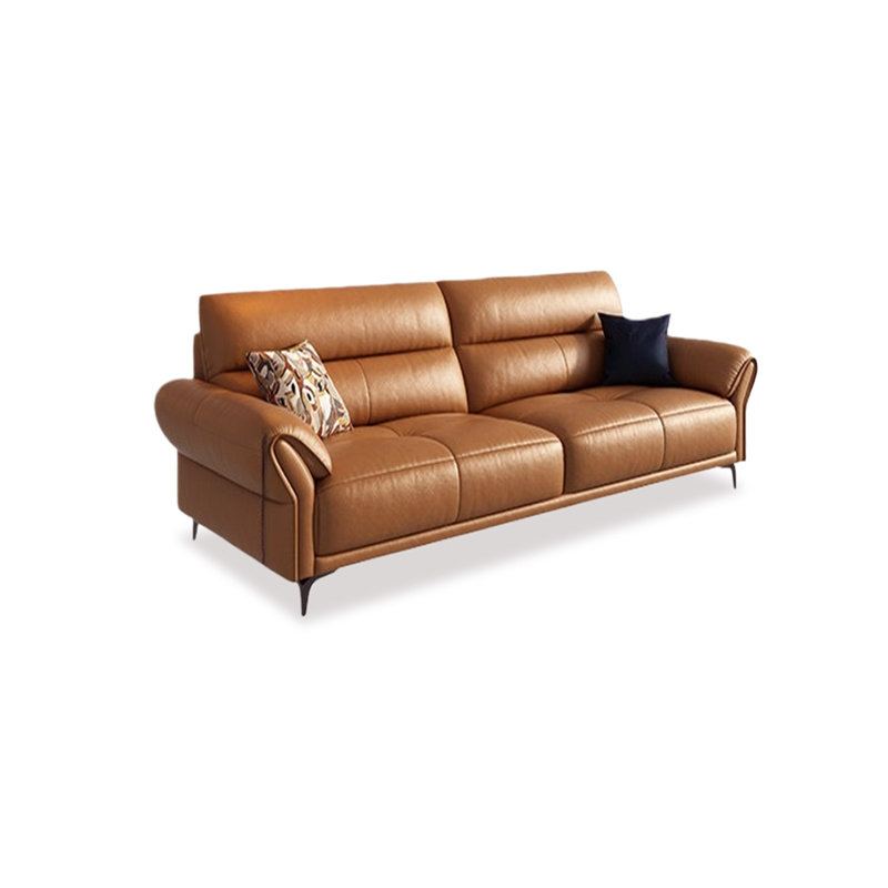 Causeuse-coussin standard en cuir véritable brun, H 37,4 po x l 74,8 po x P 39,37 po
