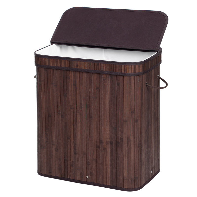 Bamboo Laundry Basket, Brown, 24.4" H x 22" W x 13.8" D