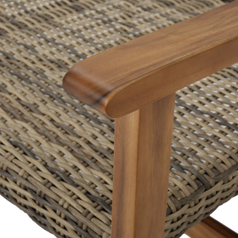 Outdoor Wood With Handmade Seat Iron Accents For Continual Use, Natural/Gray