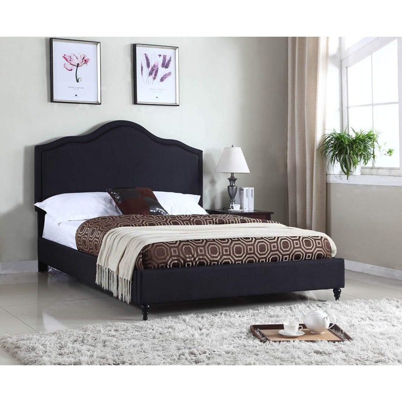 Geeske Upholstered Wingback Bed, Black, King