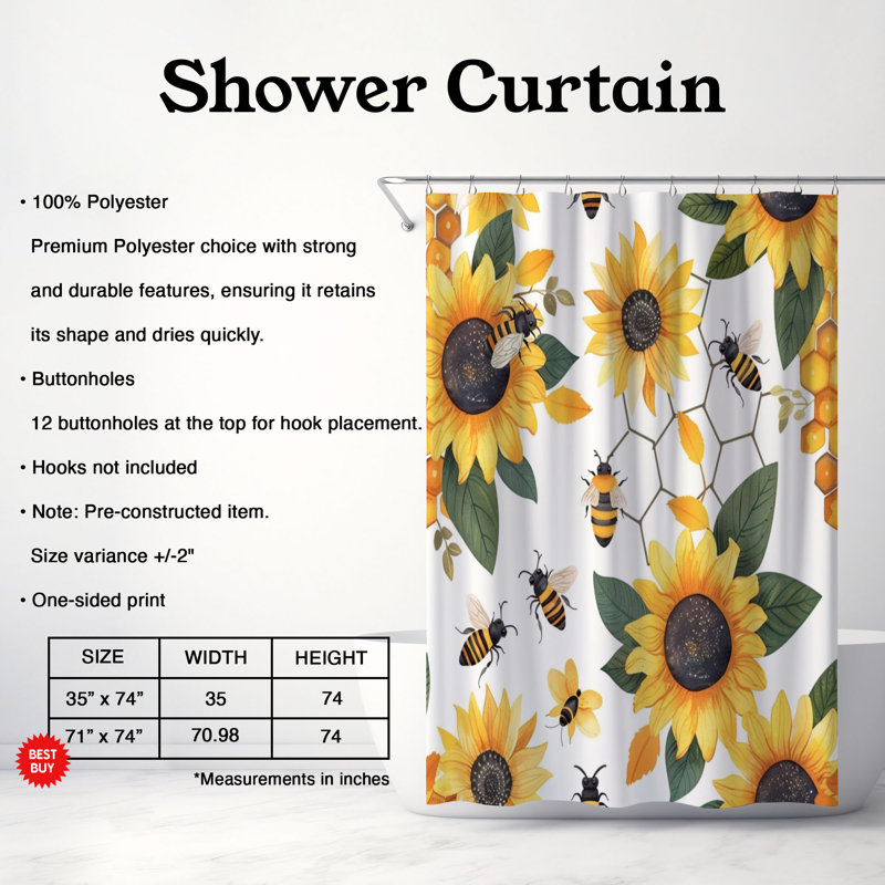 Rideau de douche Sun Glow - Premium, H 74 po x l 71 po