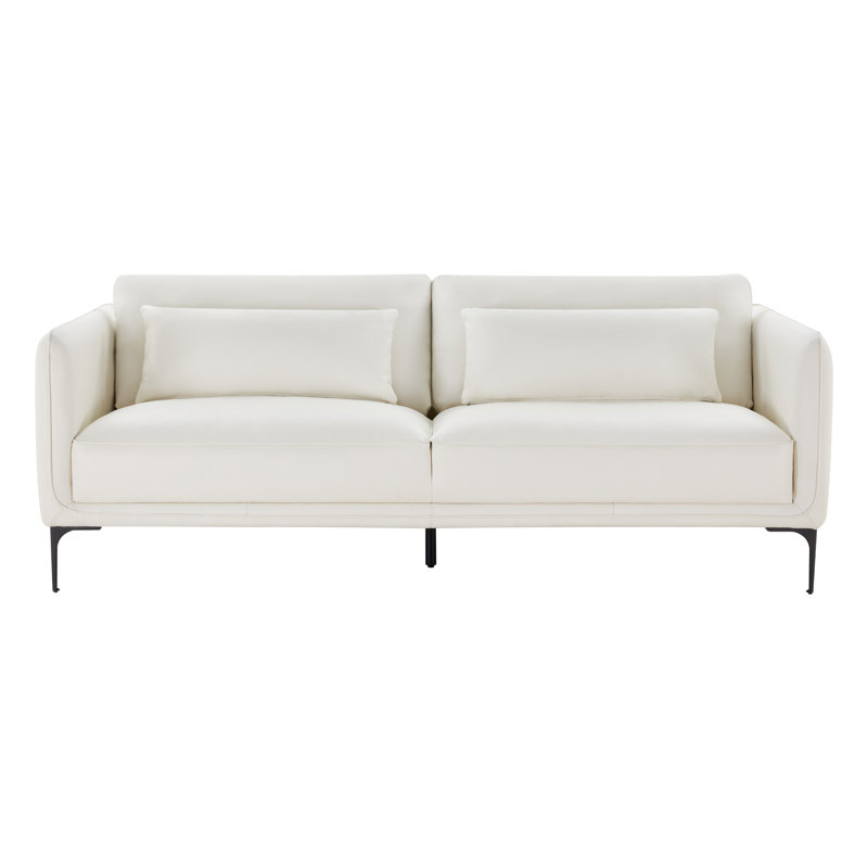 Rae 84'' Genuine Leather Upholstered Sofa, Impression White Top Grain Leather