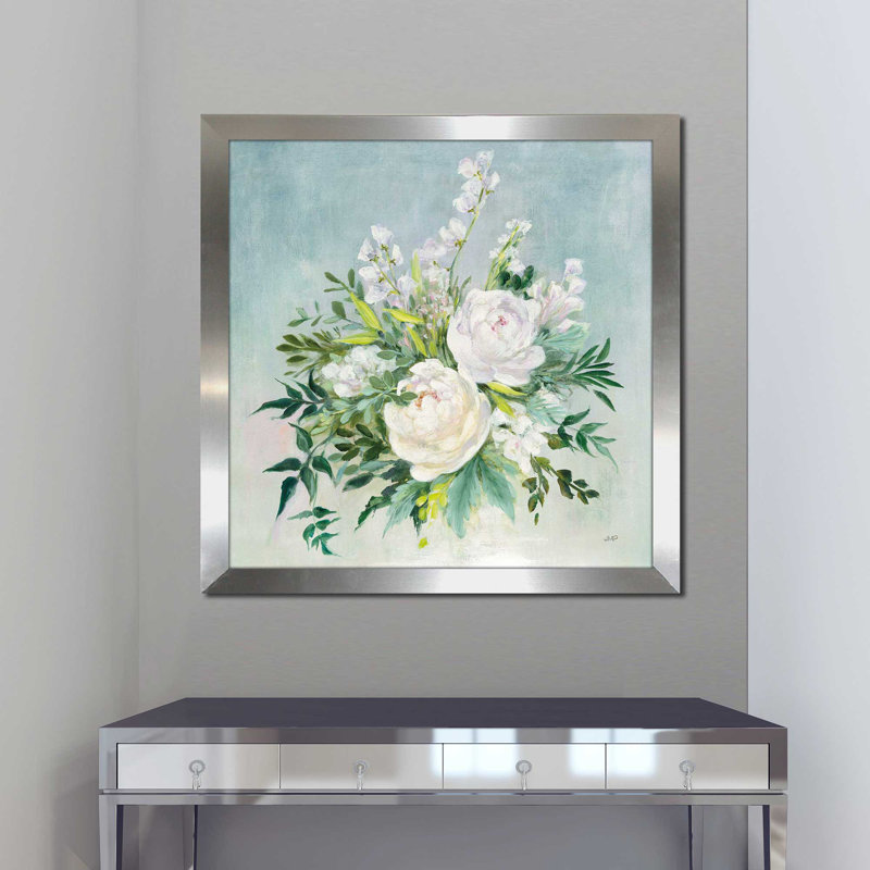" Bridal Bouquet ", 37.5" H x 37.5" W x 1" D, Silver Framed