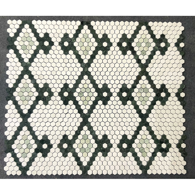 Marble 1" Hexagon With Flower Trellies Wall And Floor Tile