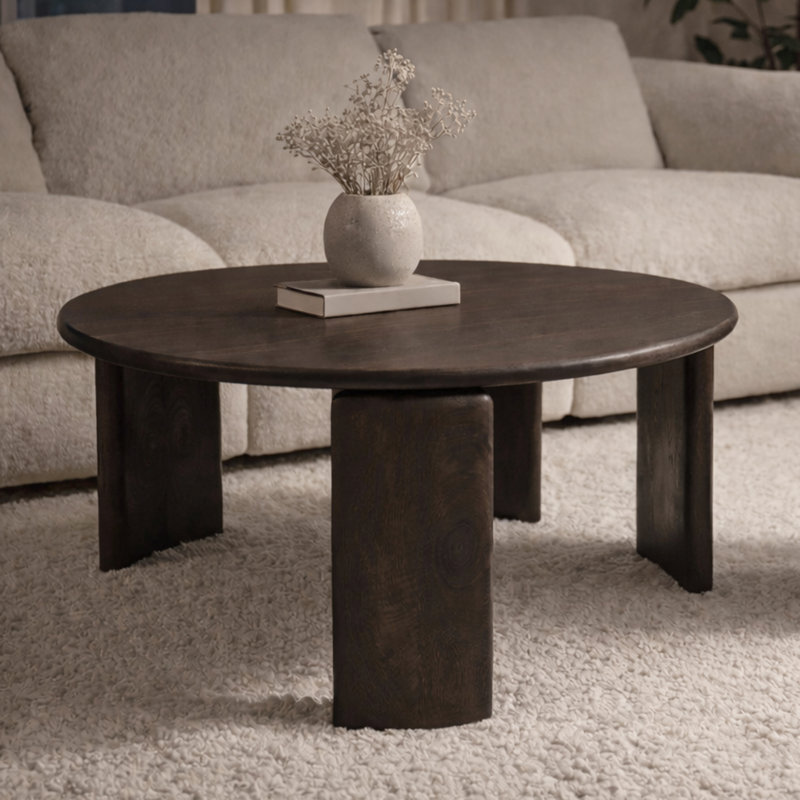Table basse Mid-Century moderne en bois de manguier massif - Moka