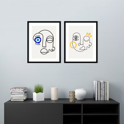No Evil Allowed Still Here  - set of 2  by Shatha Al Dafai Framed Wall Art Prints