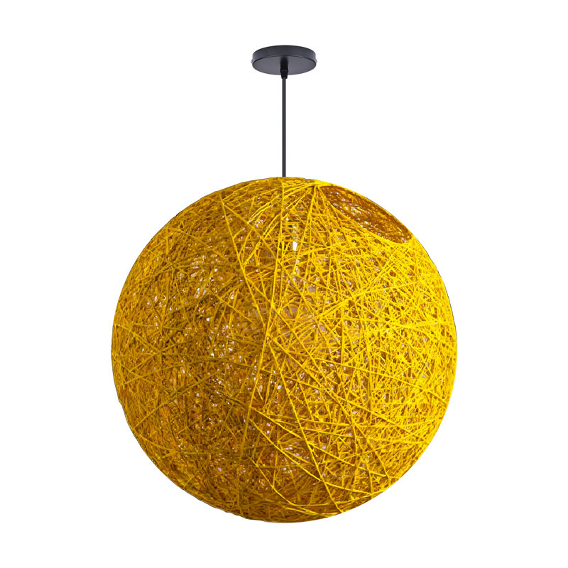 Luminaire suspendu sphère 1 lumière blanc, H 23,62 po x l 23,62 po x P 23,62 po, Jaune