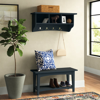 Ajwad 36"W Cottage Beach House Design Wall Mounted Coat Hook and Bench Set with Storage