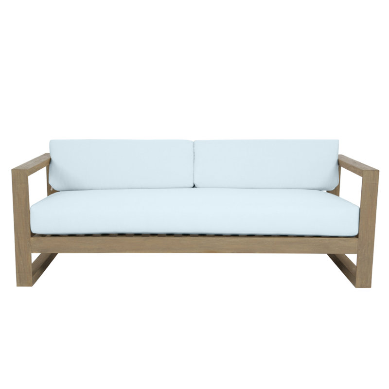 Vienna 90'' Wide Outdoor Teak Patio Sofa with Sunbrella® Cushions, Canvas Skyline Sunbrella®