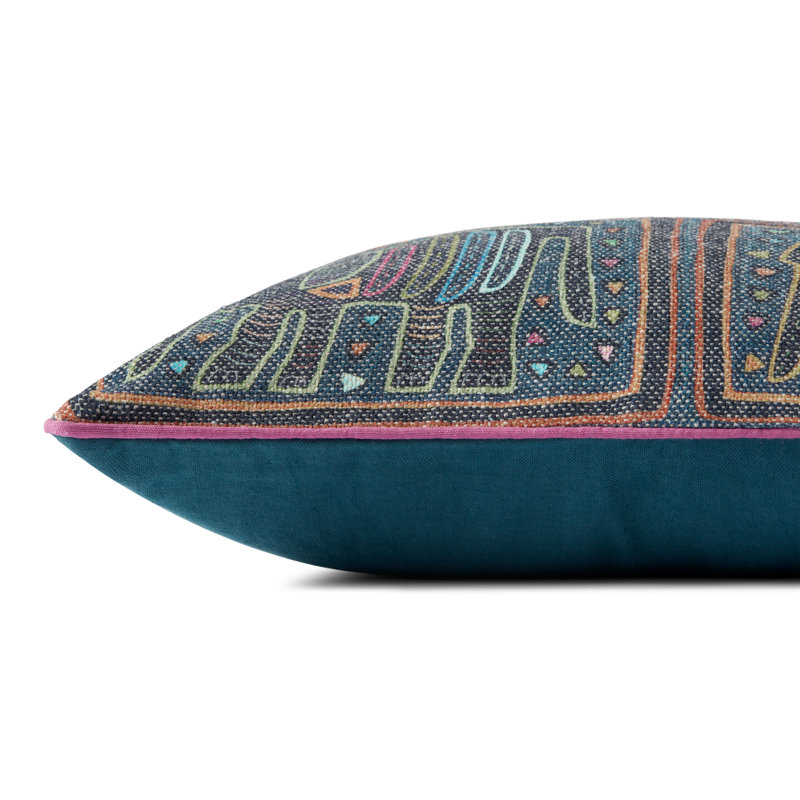 Lagoon Multicolor Cotton-Poly Blend Elephant Lumbar Pillow Cover