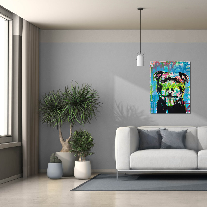 «Happy Love Pitbull» par Dean Russo, H 34 po x l 26 po x P 1,5 po