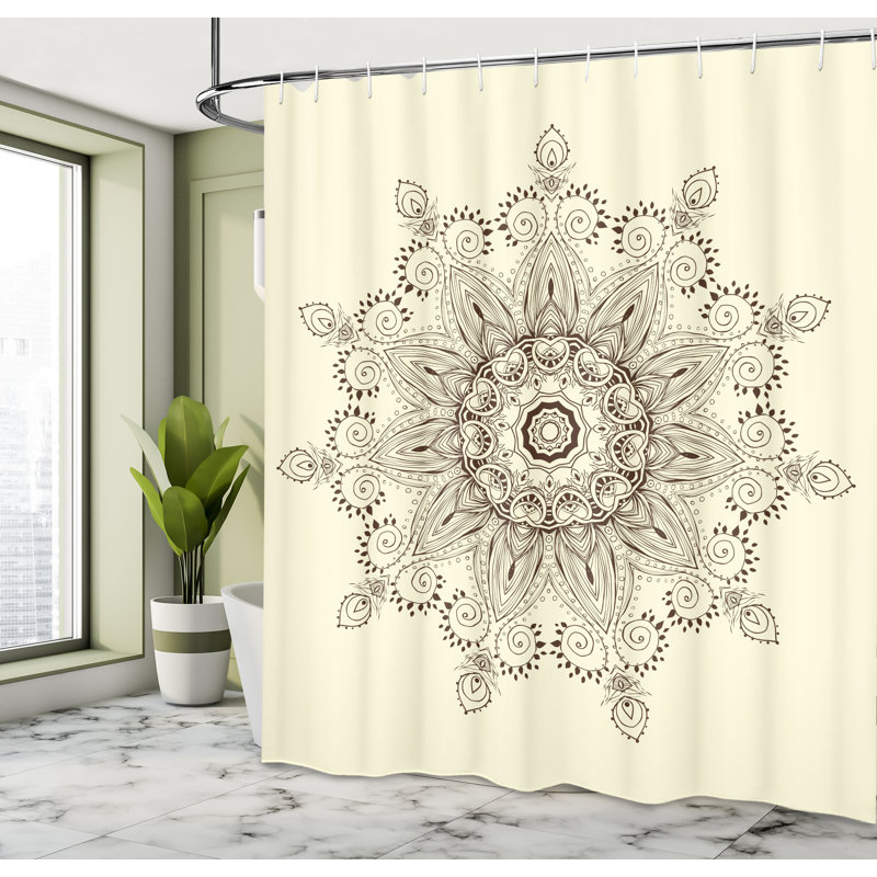 Ensemble de rideau de douche avec crochets lotus, H 69 po x l 105 po