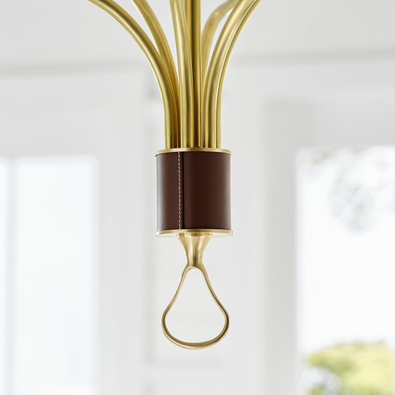Griffin 6 - Light Chandelier, Hand-Rubbed Antique Brass