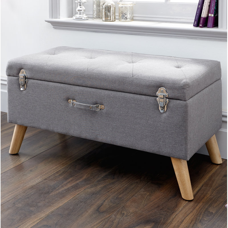 Baucau 90.5cm Wide Tufted Rectangle Solid Colour Ottoman with Storage, Grey