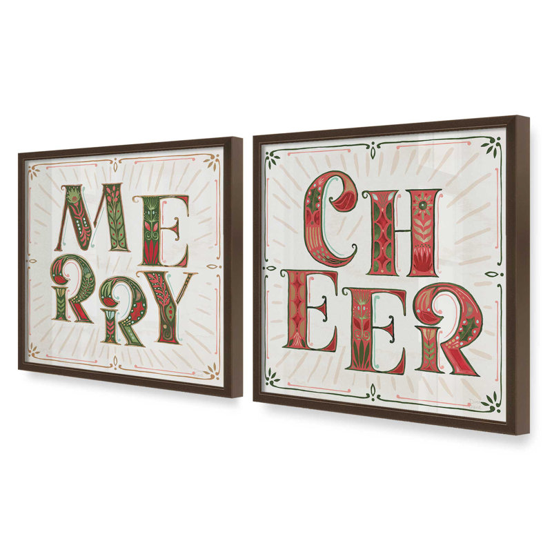 Merry Bright, ensemble de 2 reproductions d'art, Brun Belvinder, 12 po x 12 po