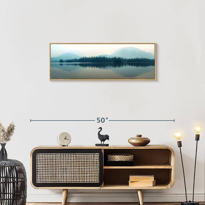 Lakeside Mountain Forest, 37 po x 13 po, Cadre flottant en bois naturel