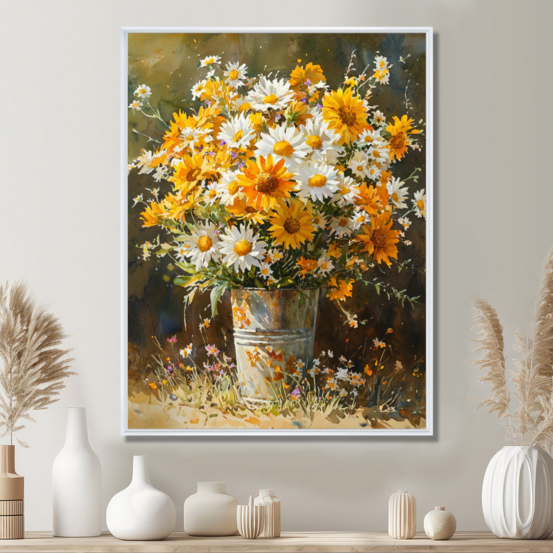 Christman - salon d'art mural floral, Impression encadrée flottante, H 44 po x l 34 po, Blanc