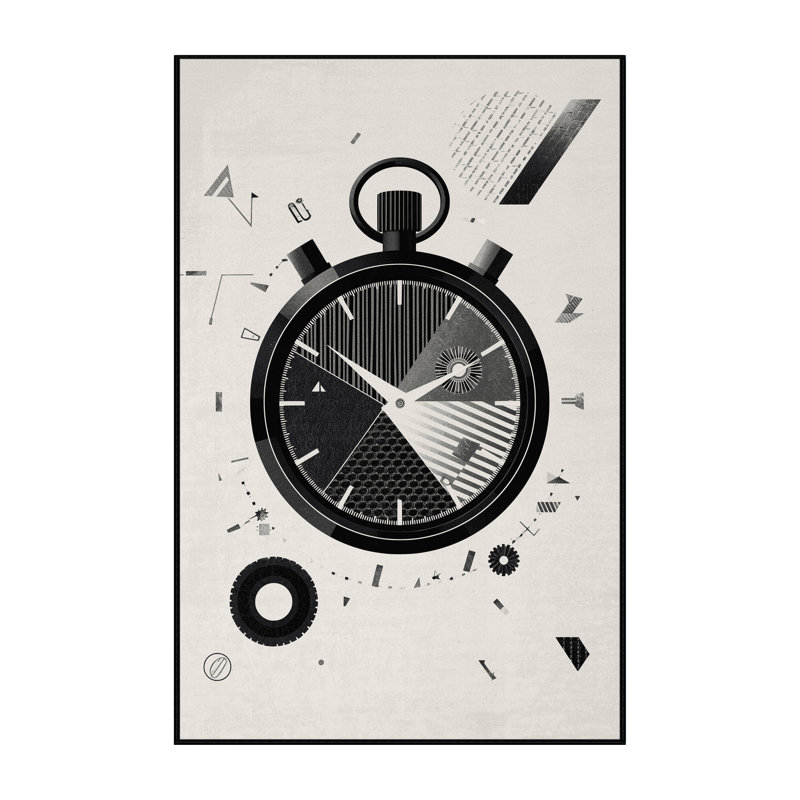 Machine Washable Bracondale Stopwatch Timer Modern & Contemporary Geometric Rug in Gray – Black Binding, 4x6