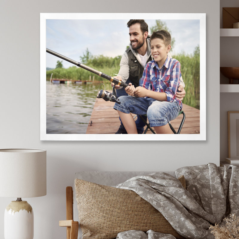 " Hunter S Fishing Pursuit II ", White Single Picture Framed, 16" H x 32" W x 1" D