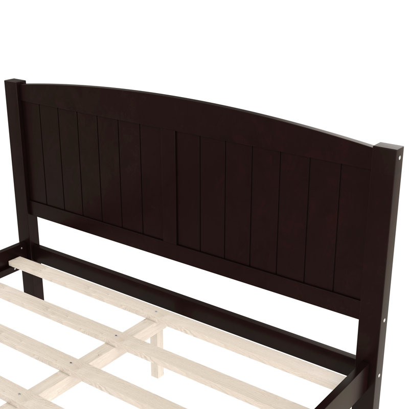 Grand lit plateforme, lit plateforme en bois massif avec lattes de soutien et structure solide, aucun sommier nécessaire, espresso