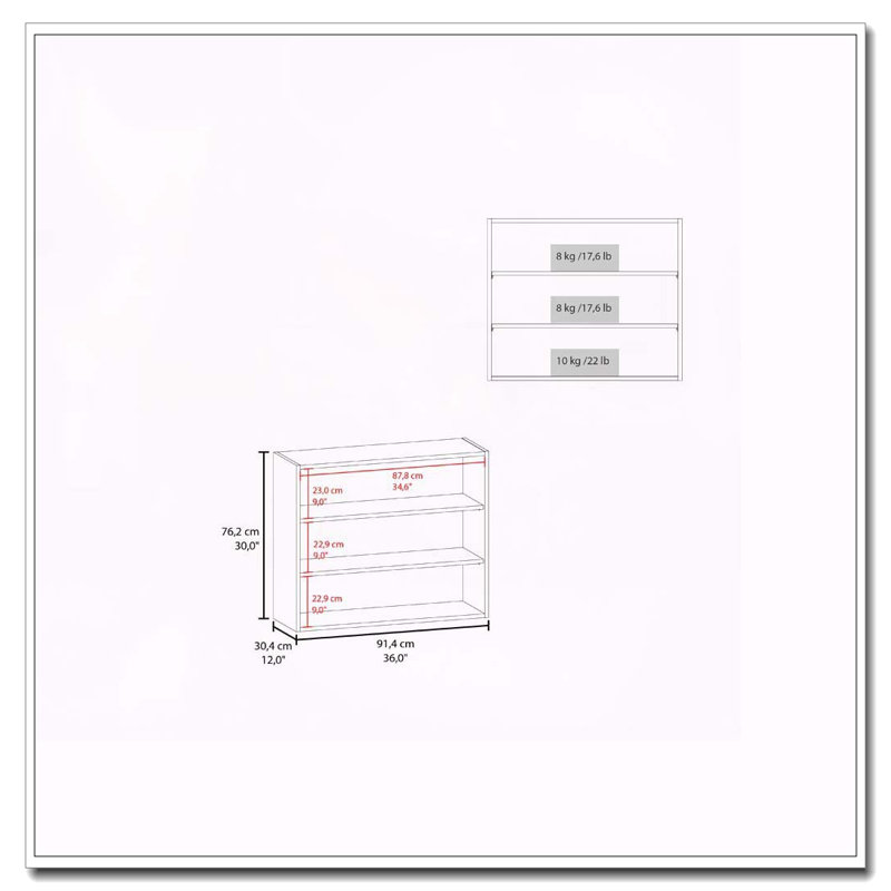 Armoire murale blanche avec rangement ouvert, H 30 po x l 12 po x P 36 po, Blanc