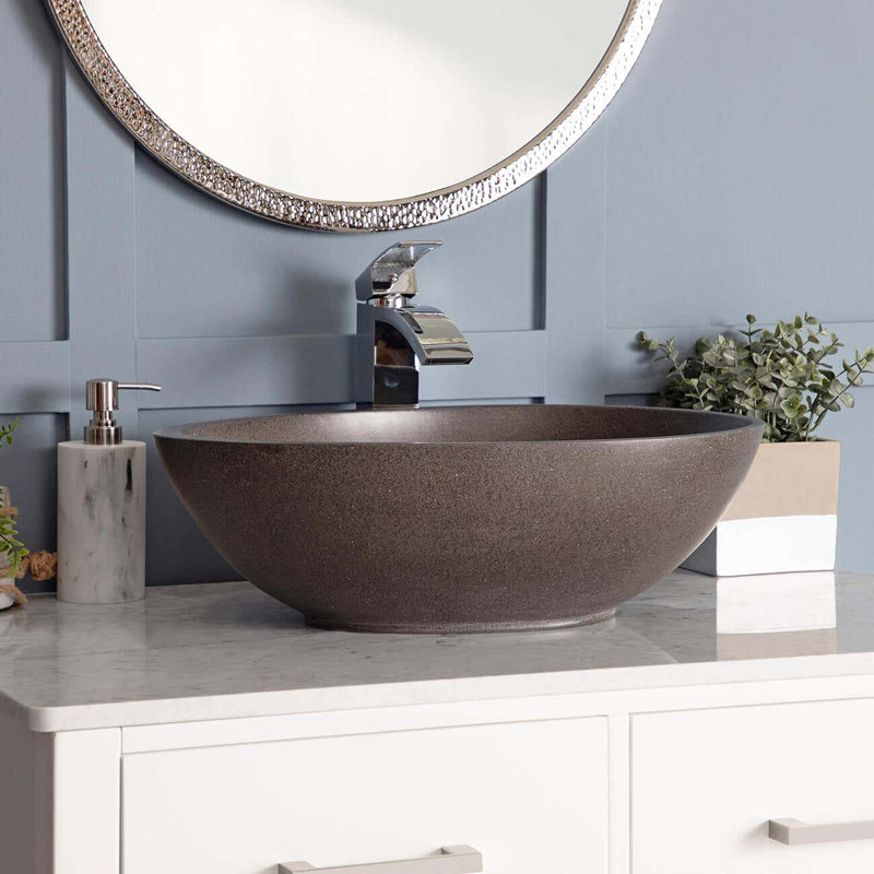 Chevington 15.5'' Concrete Oval Bathroom Sink, Black